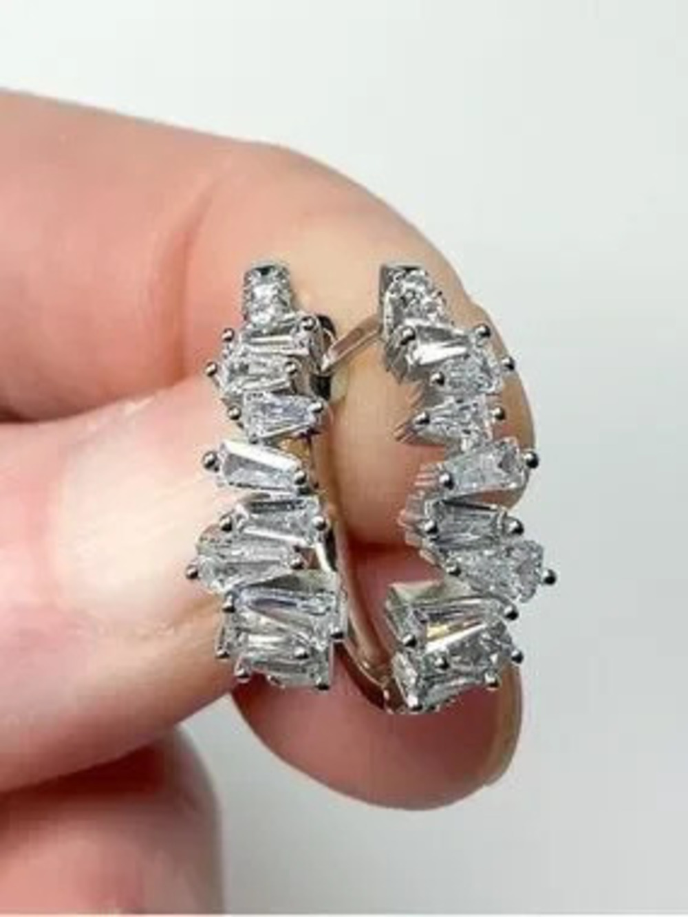 Radiant Baguette Crystal Huggie Earrings